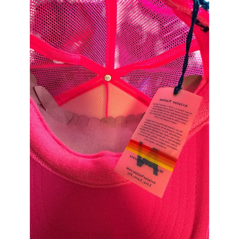 Aviator Nation Heart Embroidered Vintage Low Rise Trucker Hat Pink NEW WITH TAGS - Picture 7 of 7